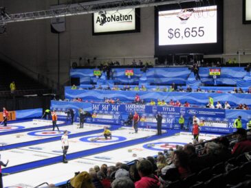 Teams compete during the 2018 World Men's Curling Championship at the Orleans Arena in Las Vegas, Nev., on April 3, 2018. (Ryan Olson, Daily Herald)